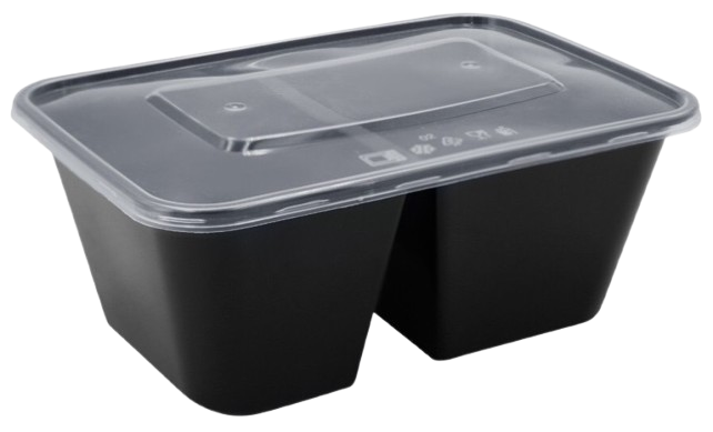 a black plastic container with a clear lid